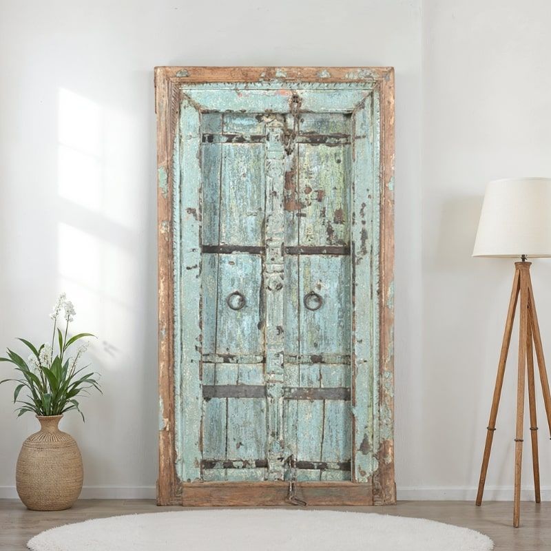 Porte indienne ancienne en bois 94cm INDIA
