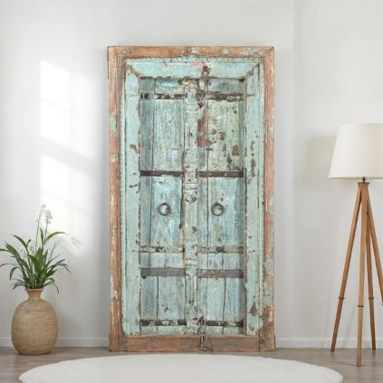 Porte indienne ancienne en bois 94cm INDIA