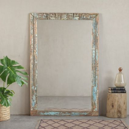 Miroir indien ancien en bois sculpté 187cm INDIA