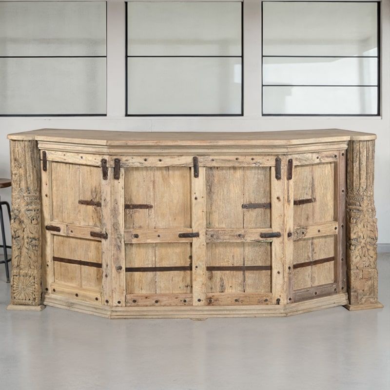 Comptoir de bar en bois massif recyclé 210 cm INDIA