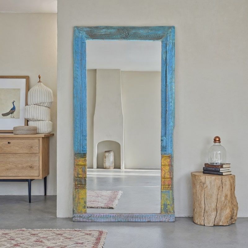 Miroir indien bois ancien 173cm INDIA