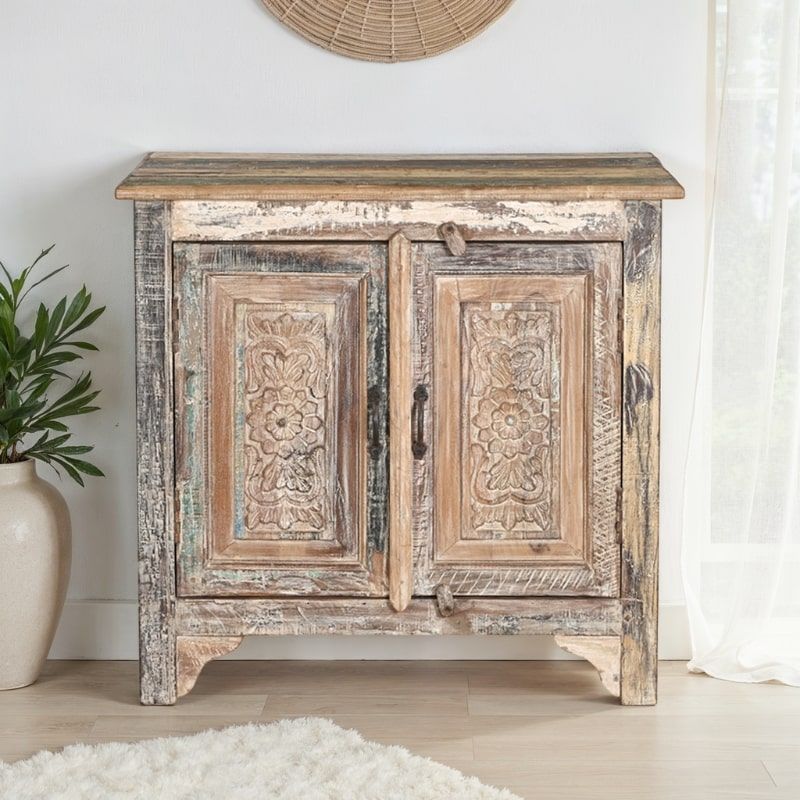 Buffet indien 2 portes bois recyclé 76cm INDIA