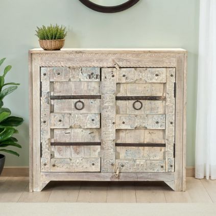 Buffet indien bois ancien 2 portes 109cm INDIA