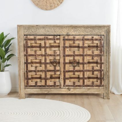Buffet indien bois ancien 2 portes 118cm INDIA 