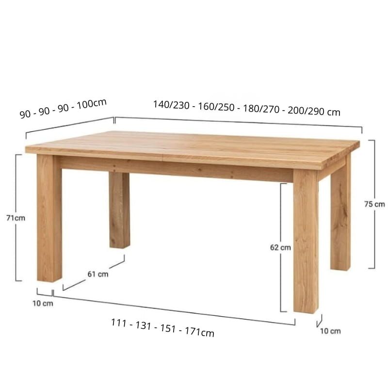 Table chêne clair extensible ELIO rectangulaire