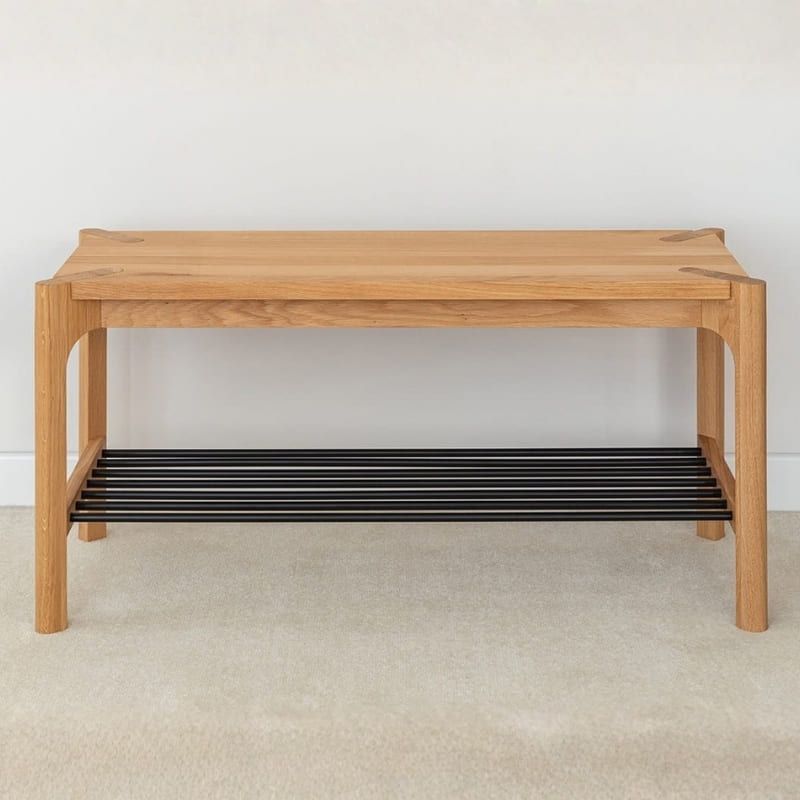 Banc chaussures d'entrée en chêne massif ELIO 83cm