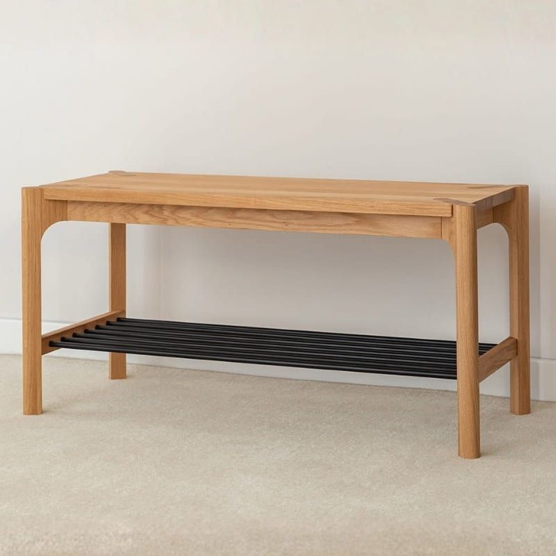 Banc chaussures d'entrée en chêne massif ELIO 83cm