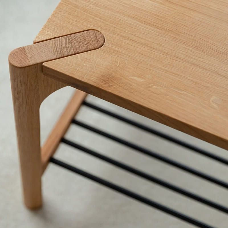 Banc chaussures d'entrée en chêne massif ELIO 83cm