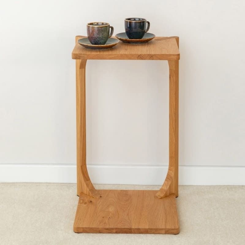Bout de canapé chêne massif clair et design ELIO 38cm