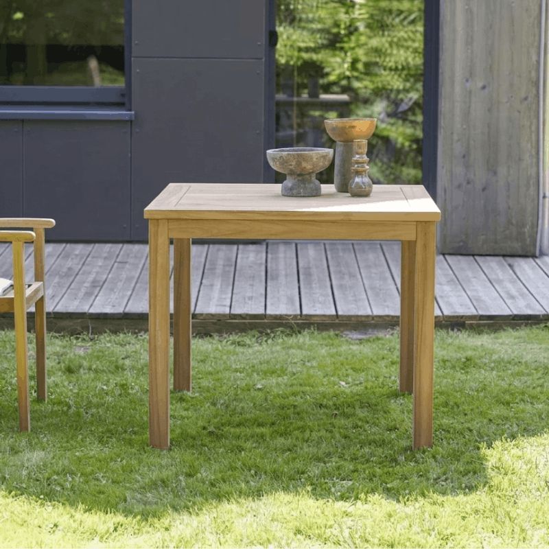 Table de jardin carrée bois de teck massif 70x70cm JATI