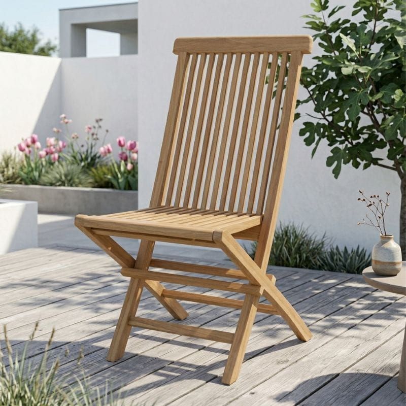 Chaise teck jardin pliante JATI 47cm modèle folding