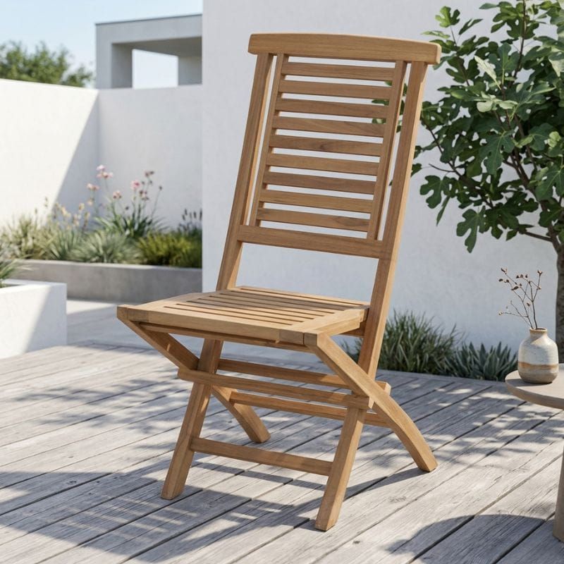 Chaise teck jardin pliante JATI 48cm modèle hanton