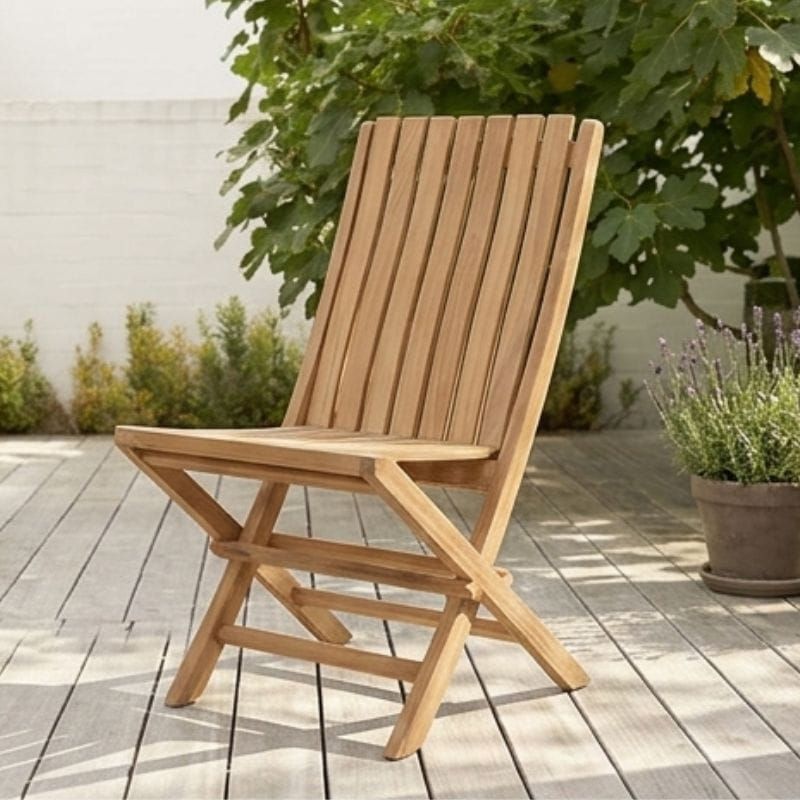 Chaise teck jardin pliante JATI 48cm modèle hanton