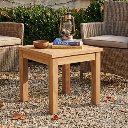 Table basse extérieur teck massif 45cm JATI carrée