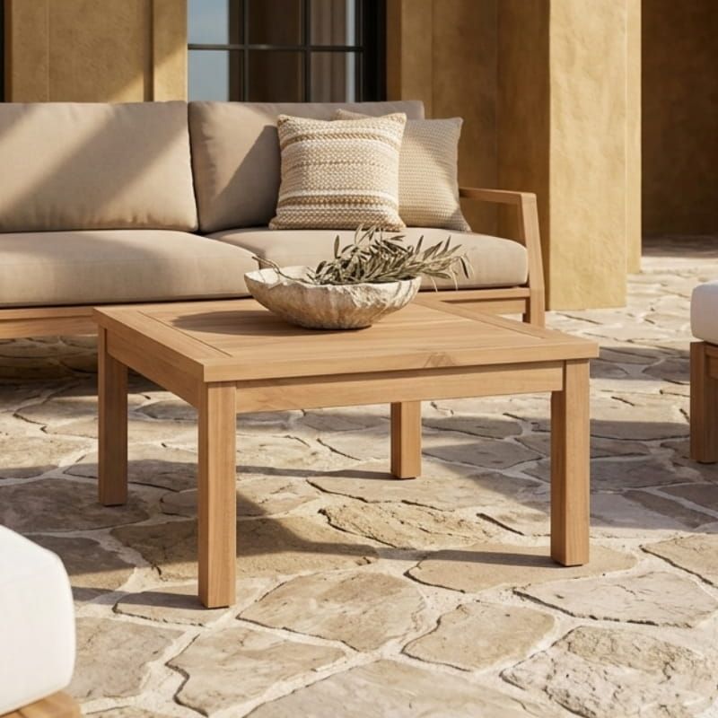 Table basse extérieur teck massif 70cm JATI carrée
