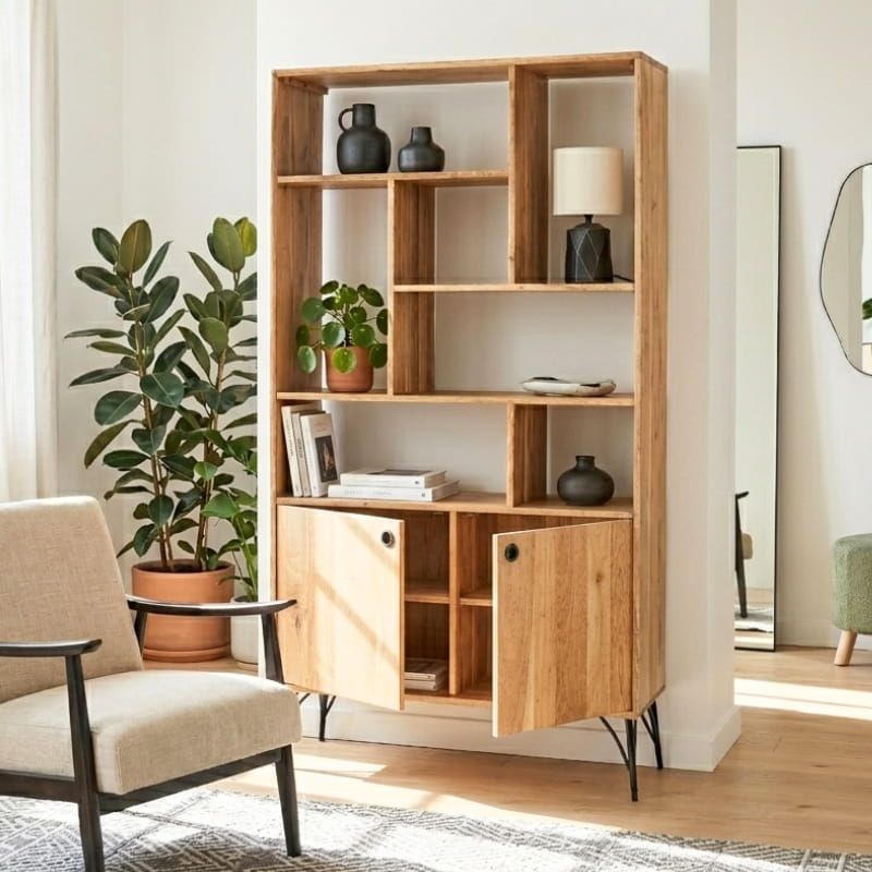 Bibliothèque bois massif scandinave SEVENTIES 100cm