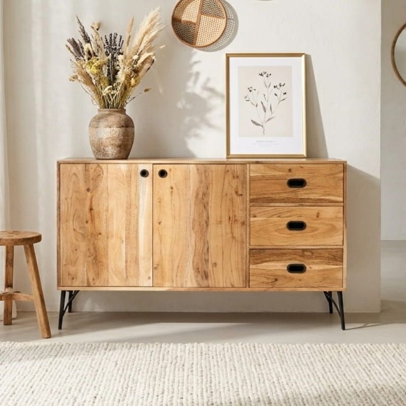 Buffet bois massif scandinave SEVENTIES 145cm