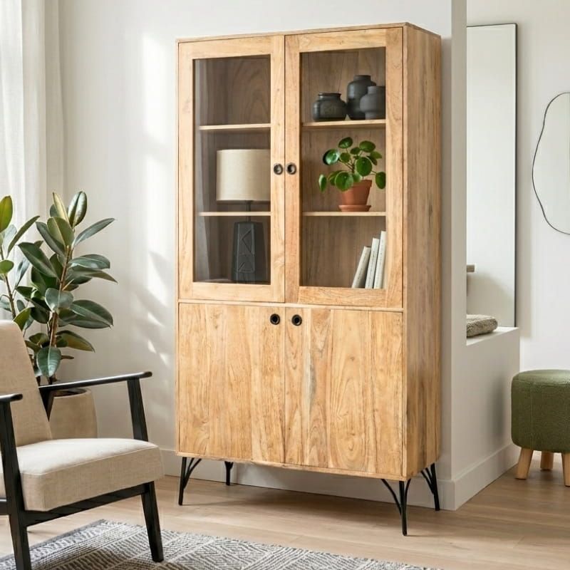 Vitrine bois massif scandinave SEVENTIES 100cm