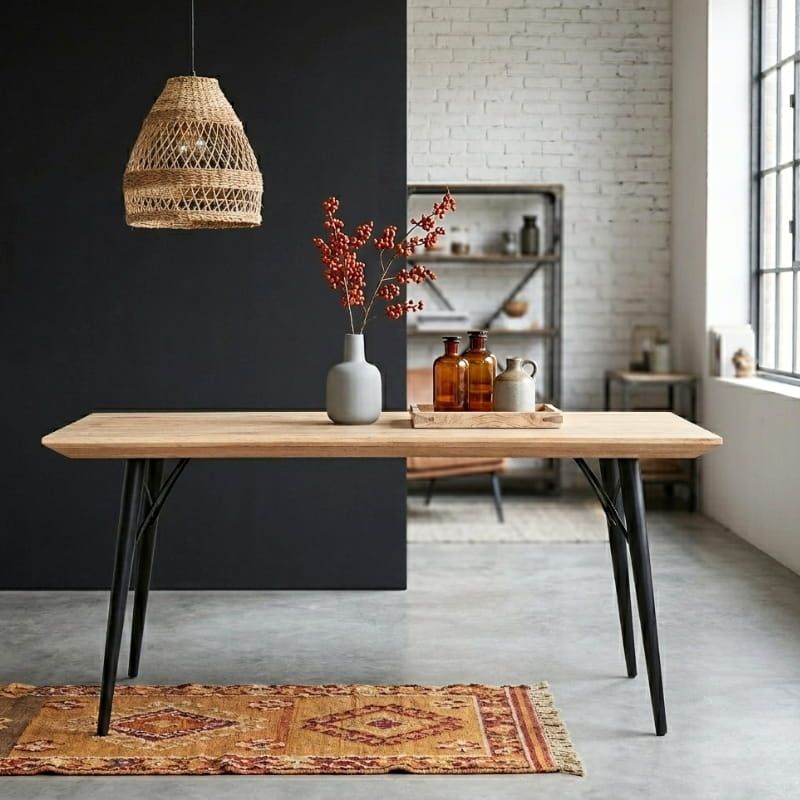 Table repas bois massif scandinave SEVENTIES 145cm