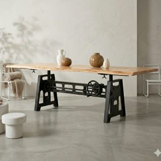 Table élévatrice extensible en acacia et fonte IRON 200/280cm