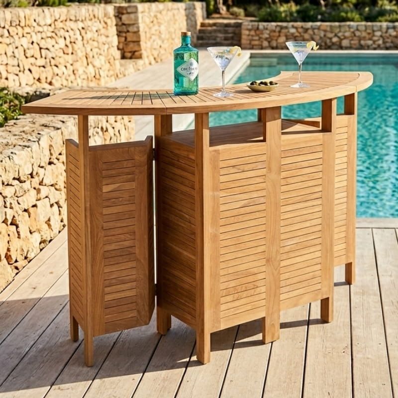 Bar de jardin ovale teck massif JATI 180cm