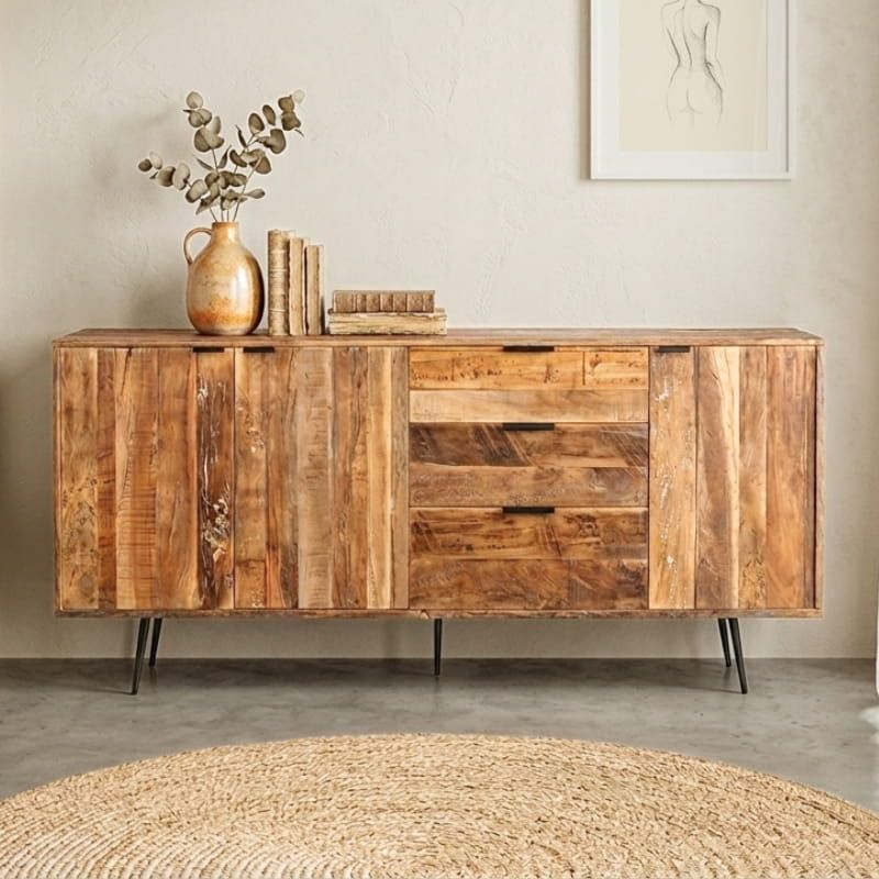 Grand buffet en bois recyclé vintage MERAKI 193cm