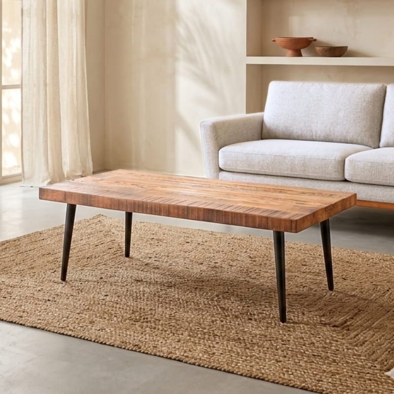 Table basse bois recyclé vintage MERAKI 120cm rectangulaire