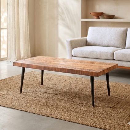 Table basse bois recyclé vintage MERAKI 120cm rectangulaire