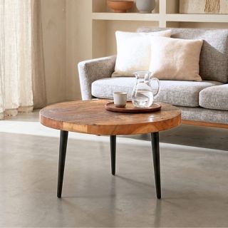 Table basse bois recyclé vintage MERAKI 70cm ronde