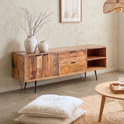 Meuble TV en bois recyclé vintage MERAKI 160cm