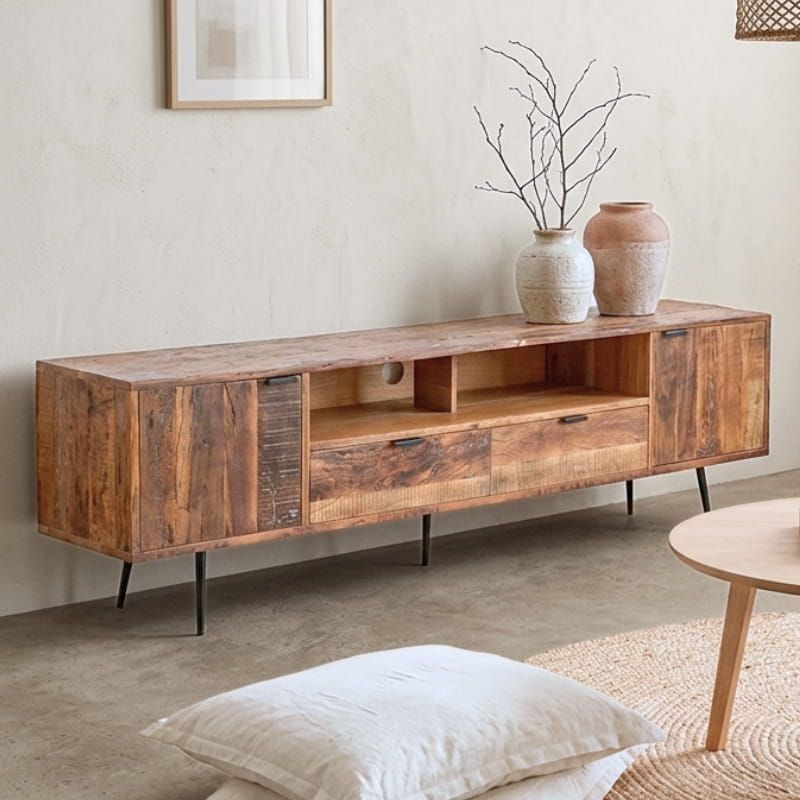 Grand meuble TV en bois recyclé vintage MERAKI 205cm