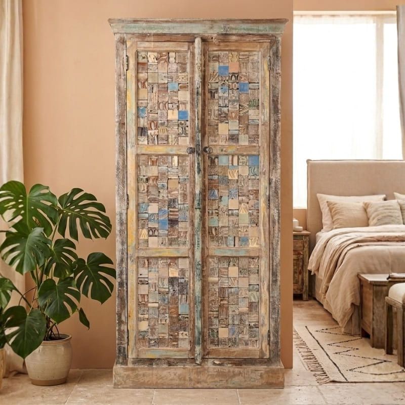 Armoire indienne mosaïque bois MOZAIK 86cm