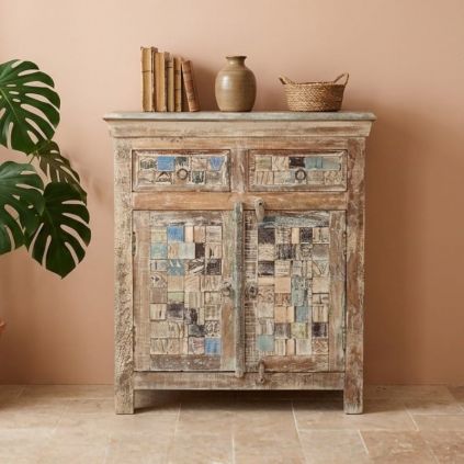 Buffet indien mosaïque bois MOZAIK 80cm