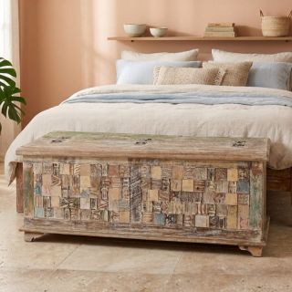 Coffre indien en mosaïque de bois MOZAIK ~115cm