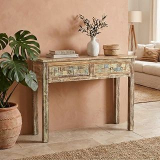 Console indienne mosaïque bois MOZAIK 120cm