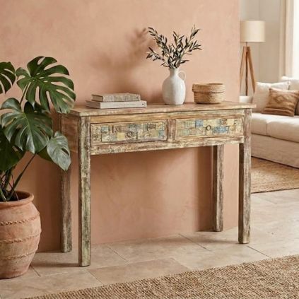 Console indienne mosaïque bois MOZAIK 120cm