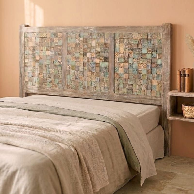 Grande tête de lit mosaïque bois MOZAIK 180cm