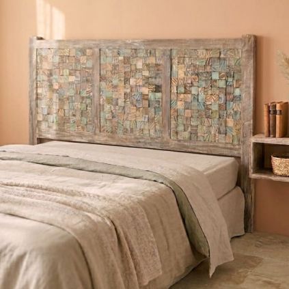 Grande tête de lit mosaïque bois MOZAIK 180cm