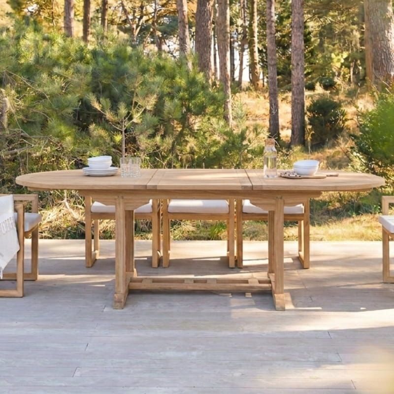 Table teck extérieur ovale 180/240cm extensible JATI