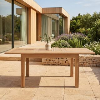 Table jardin extensible bois teck massif rectangulaire 120/180cm JATI