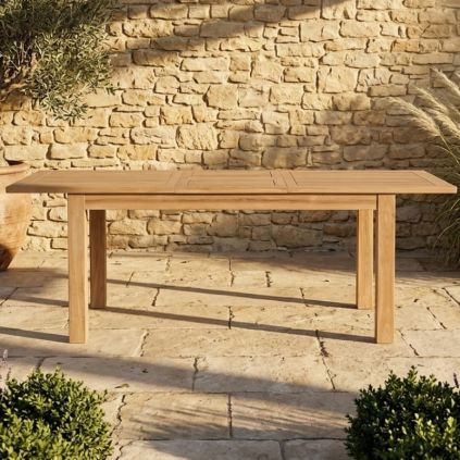 Table jardin extensible bois teck massif rectangulaire 150/200cm JATI
