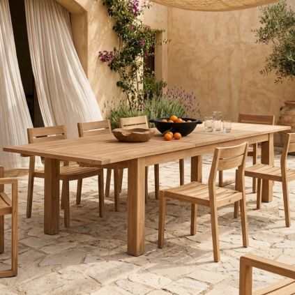 Table jardin extensible teck massif 12 places 220/280cm JATI