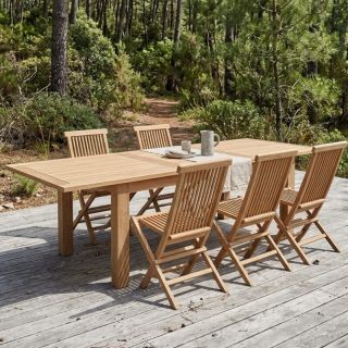 Table jardin extensible teck massif 10 personnes 180/240cm JATI