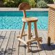 Chaise de bar en racine de teck RACINE 40cm 4 pieds