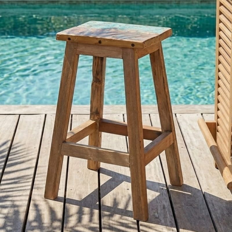 Tabouret de bar bois de bateau BOATWOOD 40cm
