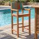 Chaise de bar en bois de bateau BOATWOOD 60cm avec accoudoirs
