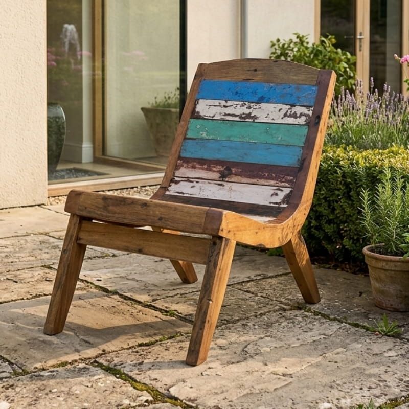Fauteuil relax bois de bateau recyclé BOATWOOD 60cm