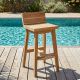 Chaise de bar teck massif brossé POHON 45cm