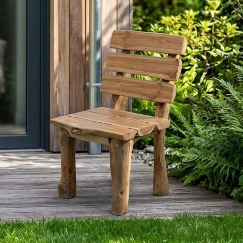 Chaise en teck massif recyclé BRANCHE 45cm rondin