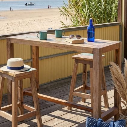 Table haute en bois de bateau BOATWOOD 130cm